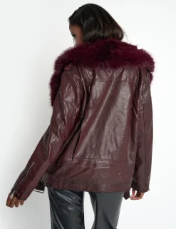 Fashion Faux Fur Trim Aviator Jacket Outerwear & Jackets