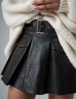 Hot Faux Leather Belted Mini Skort Sculpt & Leisure | Kaiia The Label