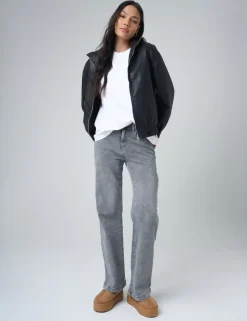 Best Sale Faux Leather Oversized Bomber Jacket Sculpt & Leisure | Kaiia The Label