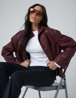 Shop Faux Leather Oversized Bomber Jacket Sculpt & Leisure | Kaiia The Label