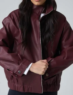 Shop Faux Leather Oversized Bomber Jacket Sculpt & Leisure | Kaiia The Label