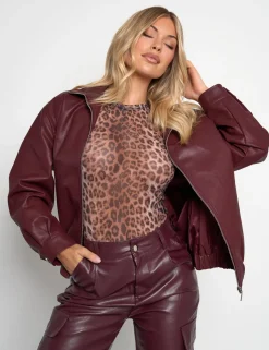 Shop Faux Leather Oversized Bomber Jacket Sculpt & Leisure | Kaiia The Label