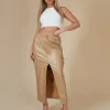 Best Faux Leather Pocket Detail Cargo Maxi Skirt Camel Sculpt & Leisure | Kaiia The Label