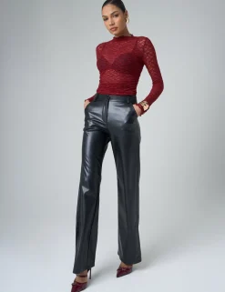 Store Faux Leather Straight Leg Trousers Trousers