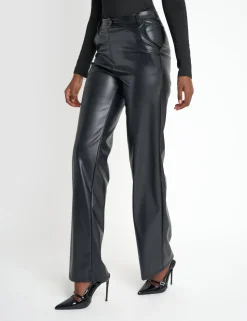 Store Faux Leather Straight Leg Trousers Trousers