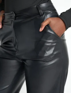 Store Faux Leather Straight Leg Trousers Trousers