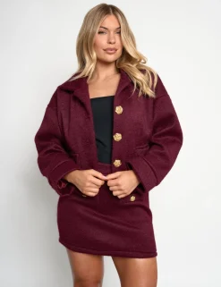 Flash Sale Faux Wool Gold Button Detail Jacket Co Ord Outerwear & Jackets | Co-ords
