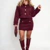 Fashion Faux Wool Gold Button Detail Mini Skirt Co Ord Co-ords | Skirts
