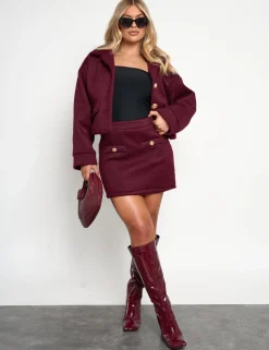 Flash Sale Faux Wool Gold Button Detail Jacket Co Ord Outerwear & Jackets | Co-ords