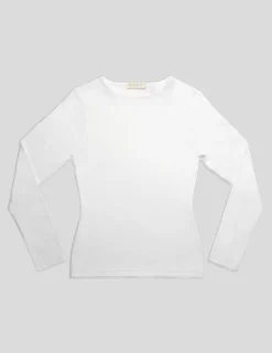 Hot FITTED LONG SLEEVE T-SHIRT WHITE Curve | Sculpt & Leisure