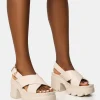 Fashion Flare Cross Strap Chunky Mid Heel Sandals Platform Heels | Mid Heels