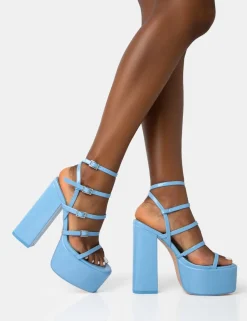 Best Sale Flawless Baby Patent Buckle Strap Round Toe Platform Block Heels Block Heels | Platform Heels