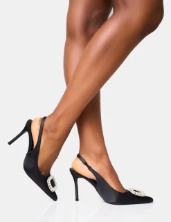 Best Flora Pearl Encrusted Slingback Court Heels Court Heels | Block Heels