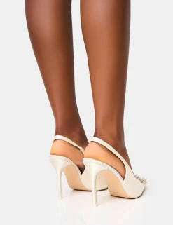 Fashion Flora Pearl Encrusted Slingback Court Heels Court Heels | Block Heels
