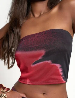 Online Floral Print Slinky Bandeau Top Black Sculpt & Leisure | Kaiia The Label