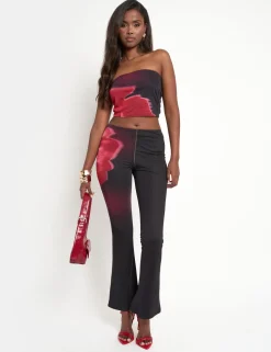 Shop Floral Print Slinky Flared Trousers Black Sculpt & Leisure | Kaiia The Label