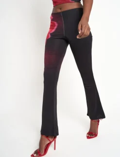 Shop Floral Print Slinky Flared Trousers Black Sculpt & Leisure | Kaiia The Label