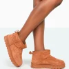 New Flurry Chestnut Faux Suede Ultra Mini Ankle Boots Flats | Faux Fur Ankle Boots