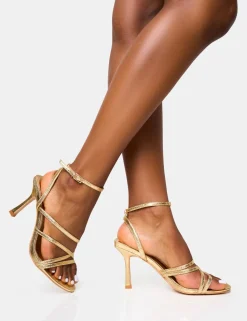 Flash Sale Free Spirit Wide Fit Strappy Round Toe Mid Heels Back In Stock | Wide Fit Heels