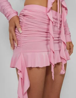 Hot Frill Detail Ruched Mini Skirt Baby Co-ords | Skirts