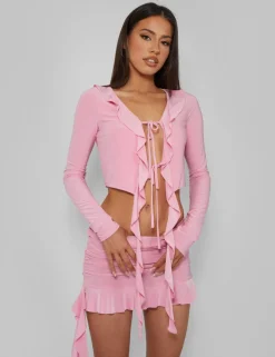 Clearance Frill Detail Tie Front Cardigan Top Baby Co-ords | Tops