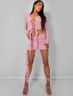 Clearance Frill Detail Tie Front Cardigan Top Baby Co-ords | Tops
