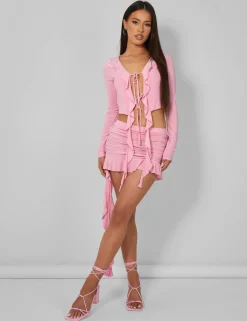 Clearance Frill Detail Tie Front Cardigan Top Baby Co-ords | Tops