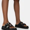 Sale Frontier Pu Western Style Double Strap Slider Sandals Flats