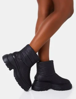 Best Frostbite Nylon Quilted Chunky Sole Ankle Boots Chunky Boots | Ankle Boots
