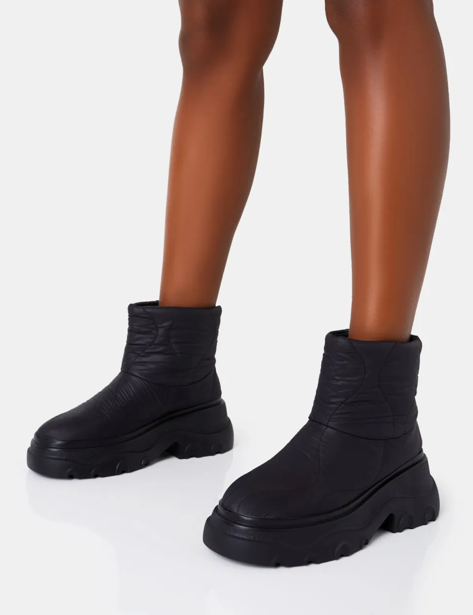 Best Frostbite Nylon Quilted Chunky Sole Ankle Boots Chunky Boots | Ankle Boots