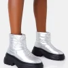 Outlet Frostbite Metallic Nylon Quilted Chunky Sole Ankle Boots Chunky Boots | Ankle Boots