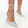 Sale Galaxy Sparkly Diamante Stiletto Lace Up Wrap Around Heels Diamante Heels | Silver Heels
