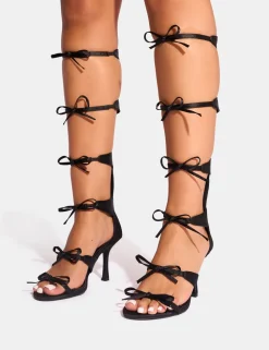 Shop Gaya High Leg Bow Detail Mid Heels Bow Heels | Mid Heels