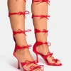 New Gaya High Leg Bow Detail Mid Heels Bow Heels | Mid Heels
