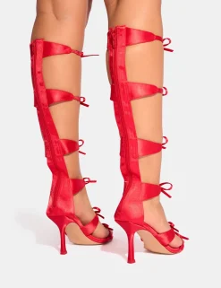 New Gaya High Leg Bow Detail Mid Heels Bow Heels | Mid Heels