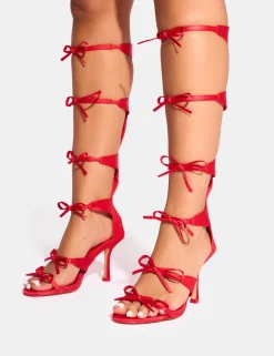 New Gaya High Leg Bow Detail Mid Heels Bow Heels | Mid Heels