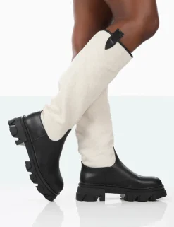 Flash Sale Genius PU Knee High Linen Platform Chunky Sole Boots Knee High Boots | Long Boots