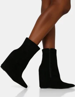 Store Getaway Faux Suede Wedged Heeled Ankle Boot Wedges | Heeled Boots