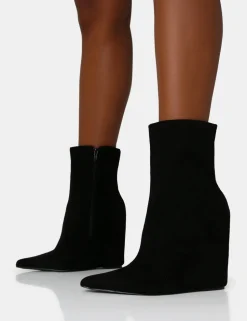 Store Getaway Faux Suede Wedged Heeled Ankle Boot Wedges | Heeled Boots