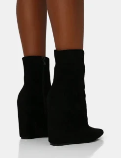 Store Getaway Faux Suede Wedged Heeled Ankle Boot Wedges | Heeled Boots