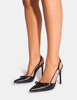 Sale Ginni Bow Detail Sling Back Court Heels Court Heels