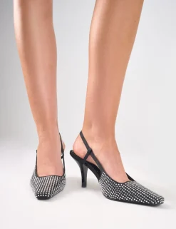 Clearance Gloria Embellished Sling Back Court Heels Court Heels | Diamante Heels