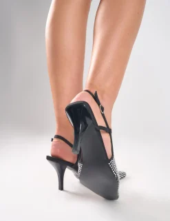 Clearance Gloria Embellished Sling Back Court Heels Court Heels | Diamante Heels