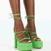 Outlet Glow Girl Apple Patent PU Lace Up Platform High Heels 6" Heels | Lace Up Heels