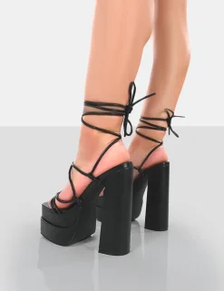 Fashion Glow Girl PU Lace Up Platform High Heels 6