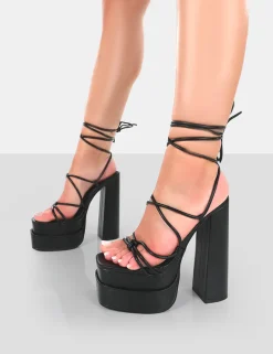 Fashion Glow Girl PU Lace Up Platform High Heels 6