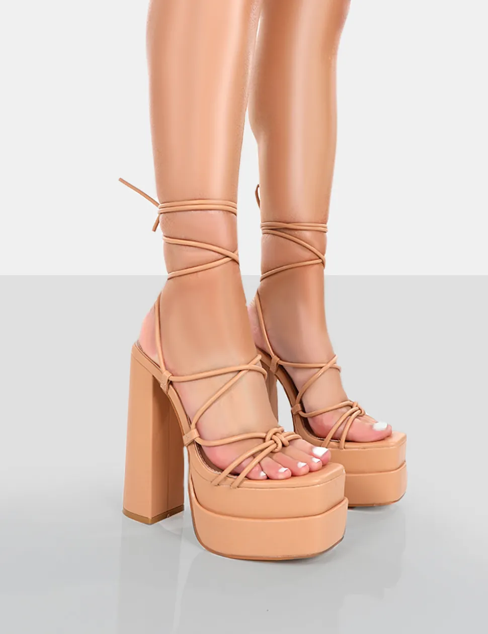 Flash Sale Glow Girl PU Lace Up Platform High Heels 6" Heels | Lace Up Heels