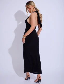 New Gold Trim Super Plunge Maxi Dress Dresses