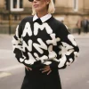New Graphic Knitted Jumper & White Tops