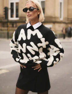 New Graphic Knitted Jumper & White Tops
